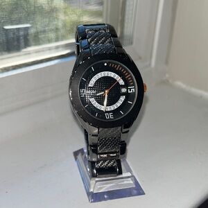 Mossimo Black & Silver Carbon Fiber Inspired Men's Watch